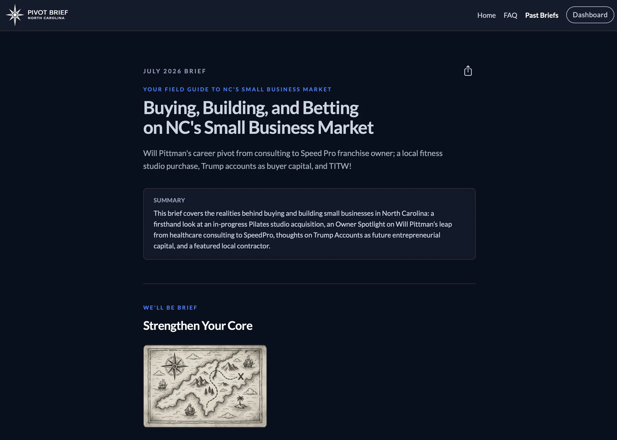 Published Pivot Brief NC article with structured summary and publication sections